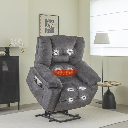 Fauteuil inclinable électrique pour personnes âgées avec massage et chauffage, montage facile, soutien confortable et positions réglables