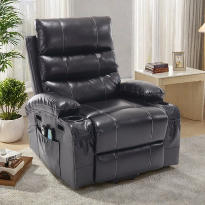 Fauteuil inclinable électrique avec massage par vibrations à 4 directions et chauffage - 5 modes, 2 niveaux d'intensité, 3 réglages de minuterie