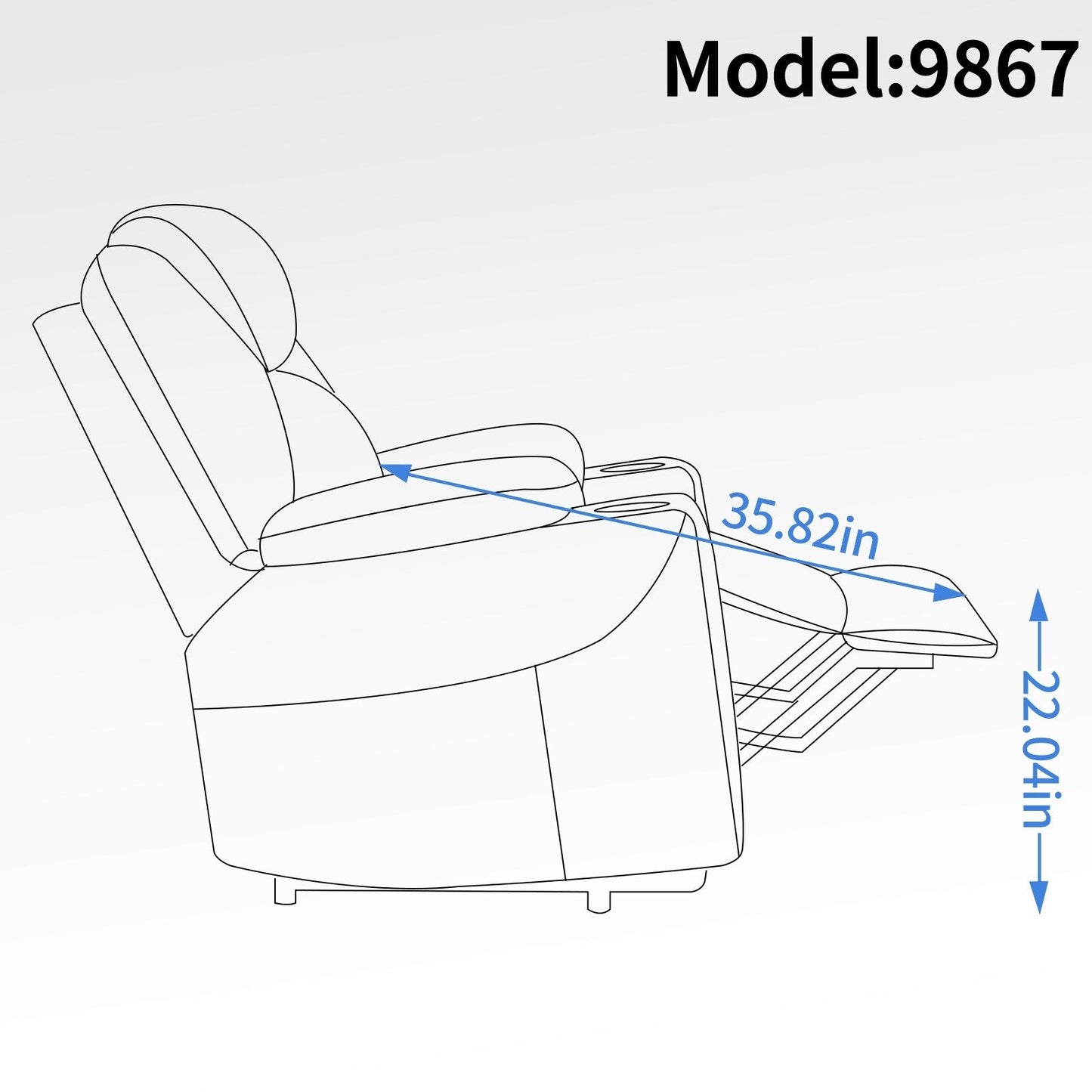 Fauteuil inclinable électrique avec massage à 8 points, chauffage lombaire, deux ports USB et porte-gobelets en acier inoxydable