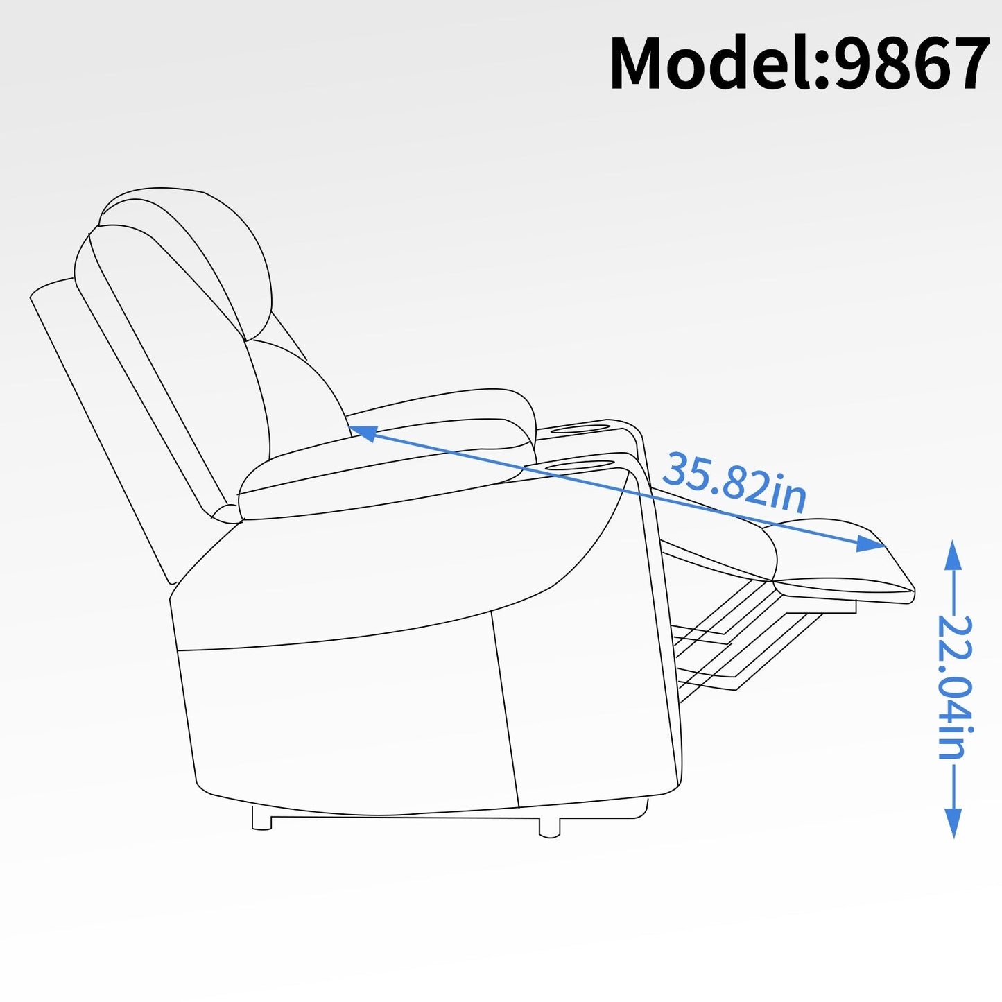 Fauteuil inclinable électrique avec massage en 8 points, chauffage lombaire, double chargement USB et porte-gobelets en acier inoxydable
