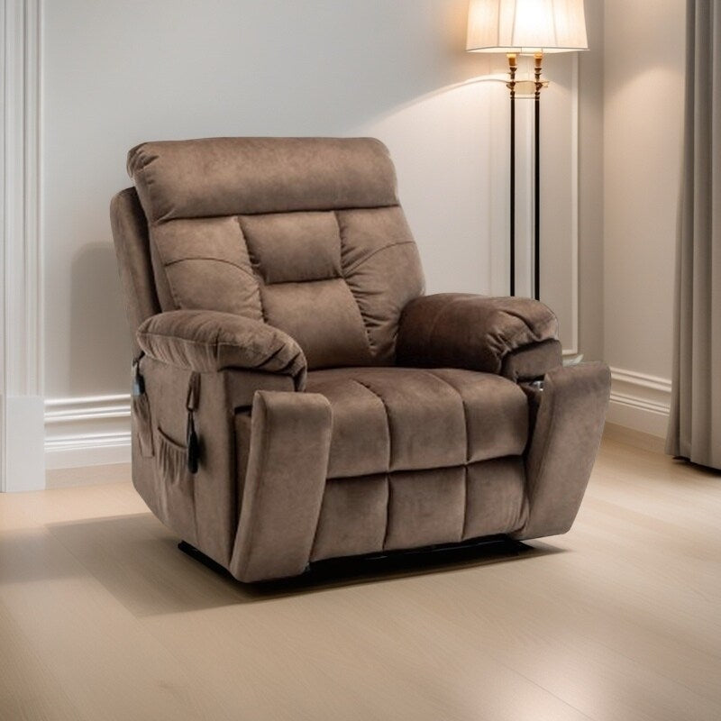 Fauteuil inclinable électrique avec massage à 8 points, chauffage lombaire, moteur OKIN allemand, porte-gobelet en acier inoxydable et installation en 10 minutes