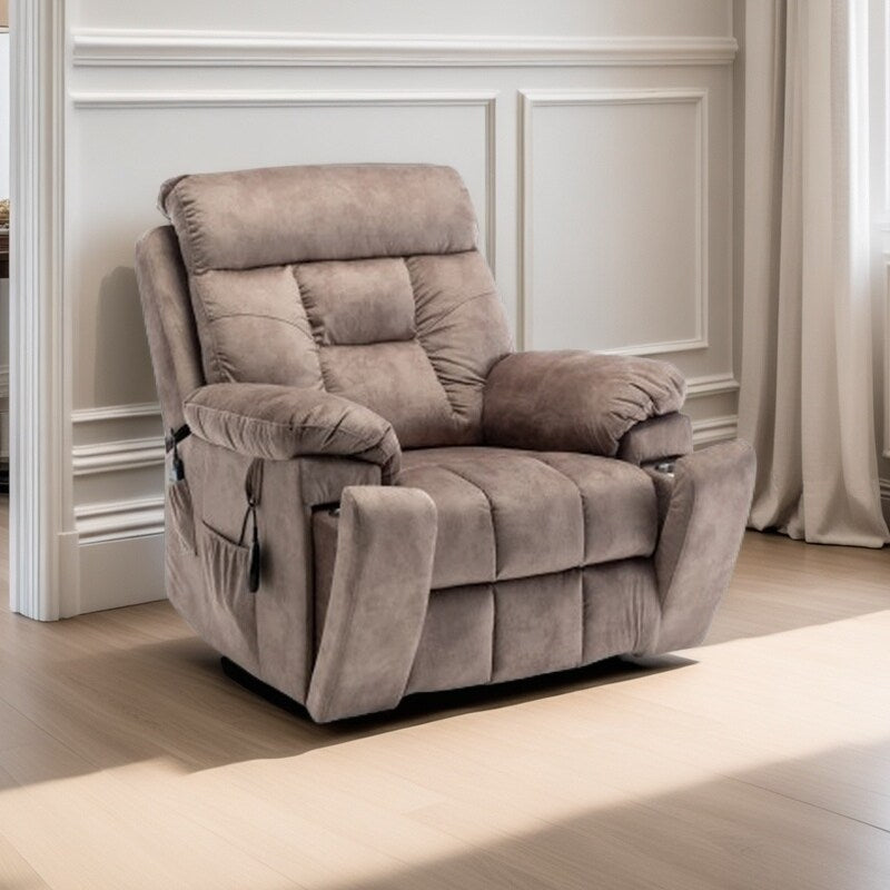 Fauteuil inclinable électrique avec massage à 8 points, chauffage lombaire, moteur OKIN allemand, porte-gobelet en acier inoxydable et installation en 10 minutes