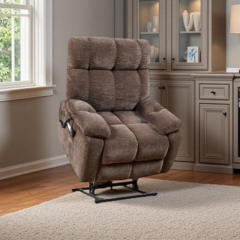 Fauteuil inclinable électrique avec deux moteurs OKIN, inclinaison infinie, massage par airbag et chauffage lombaire, chargement USB et rangement latéral double