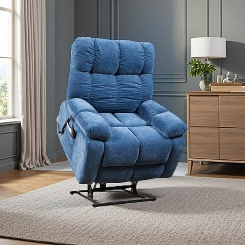 Fauteuil inclinable électrique avec deux moteurs OKIN, inclinaison infinie, massage par airbag et chauffage lombaire, chargement USB et rangement latéral double