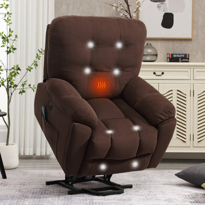 Fauteuil inclinable électrique avec chauffage, massage, port USB, porte-gobelets dissimulés, inclinaison réglable et poches latérales