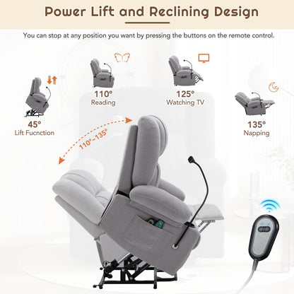 Fauteuil inclinable électrique avec massage, chauffage et support pour téléphone