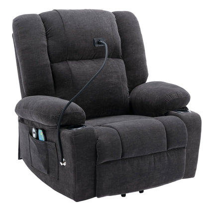 Fauteuil inclinable électrique avec massage, chauffage et support pour téléphone