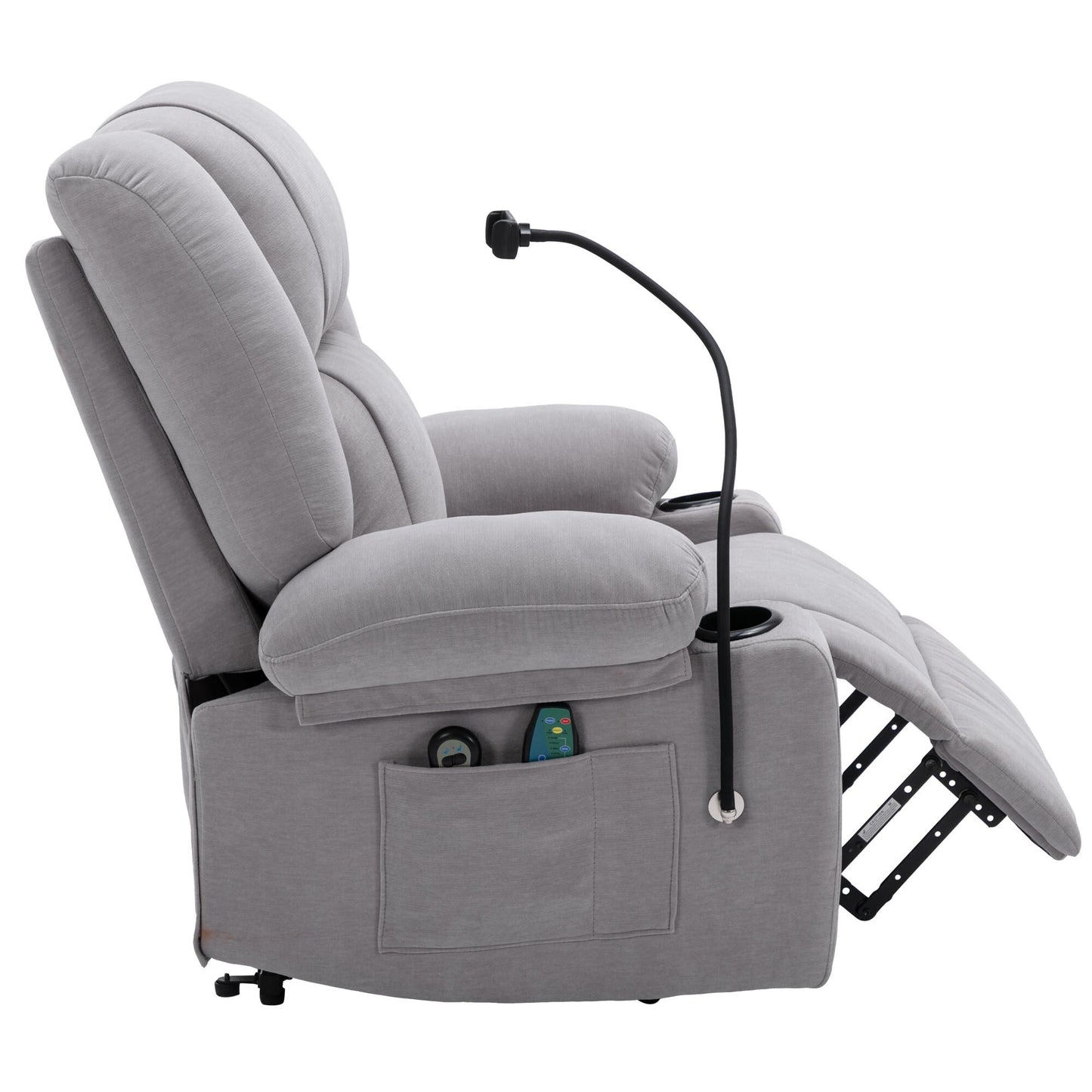 Fauteuil inclinable électrique avec massage, chauffage et support pour téléphone