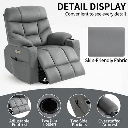 Fauteuil inclinable électrique avec massage, chauffage et ports USB