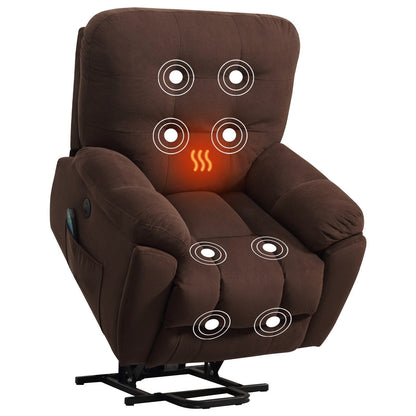 Fauteuil inclinable électrique avec massage, chauffage, chargement USB, porte-gobelets dissimulés et positions d'inclinaison réglables
