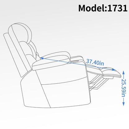 Fauteuil inclinable électrique avec moteur OKIN, massage, chauffage, port USB et porte-gobelets