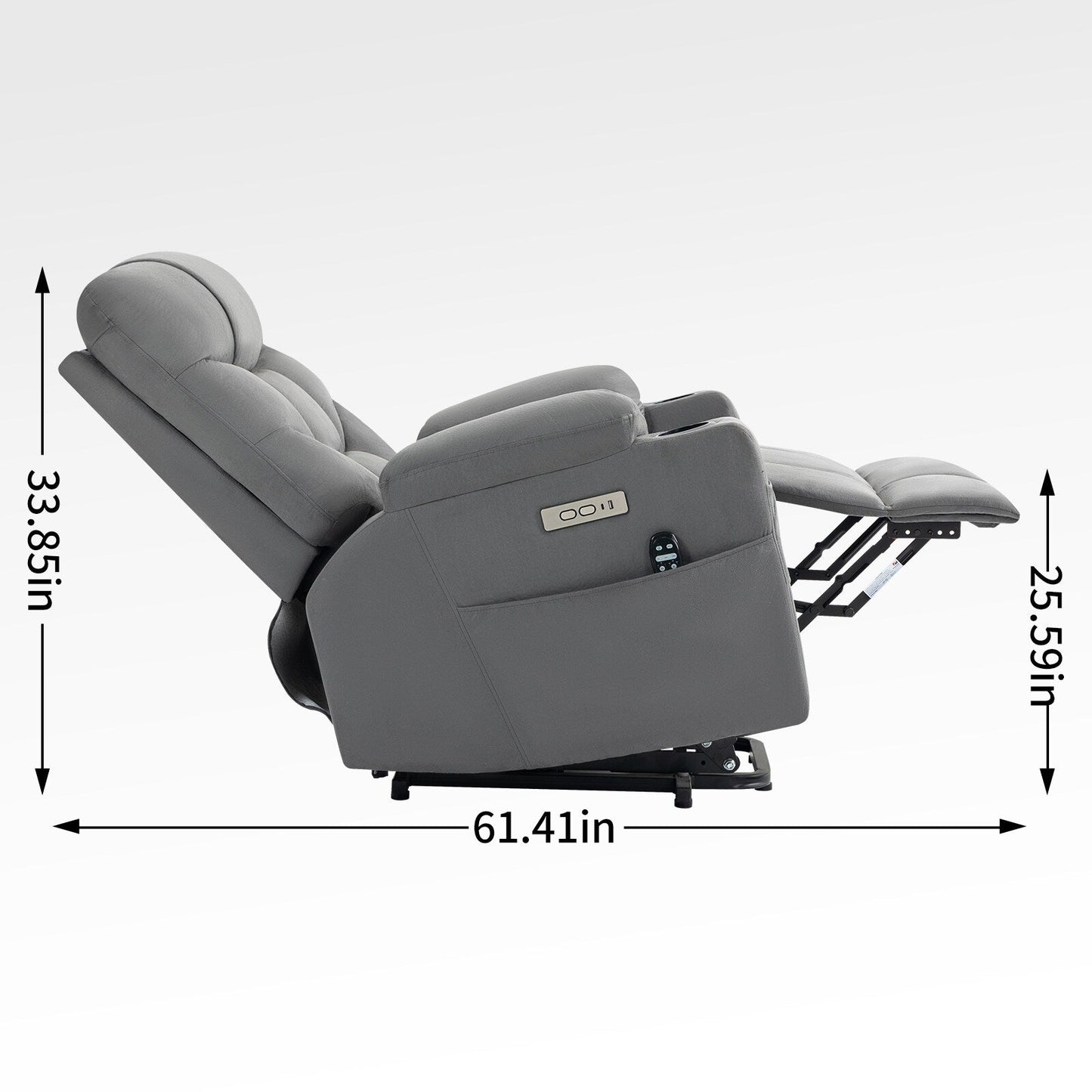 Fauteuil inclinable électrique avec moteur OKIN, massage, chauffage, port USB et porte-gobelets