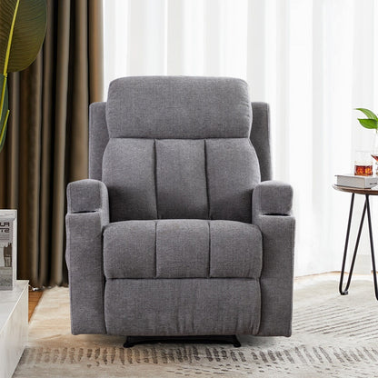 Fauteuil inclinable manuel, massant et chauffant, avec 2 porte-gobelets, tissu respirant