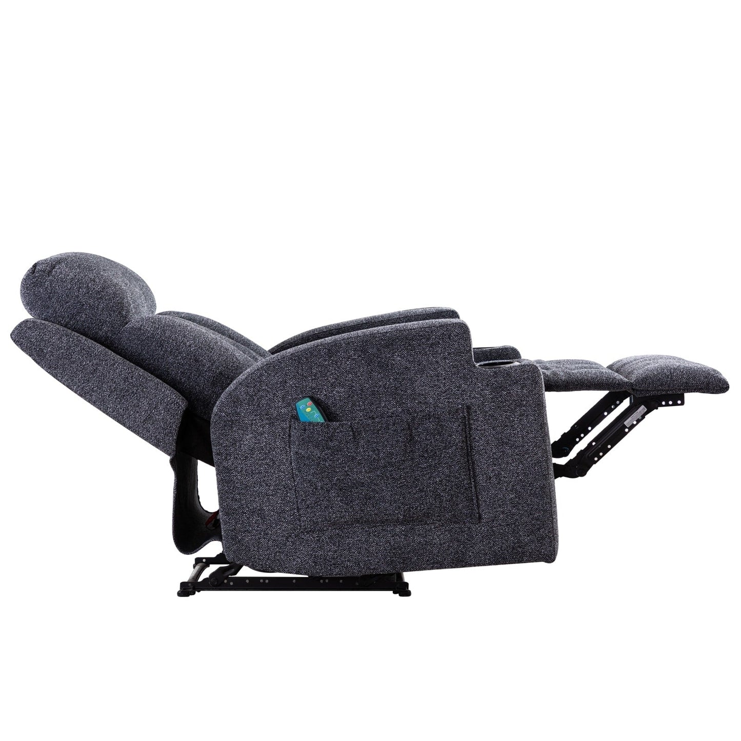 Fauteuil inclinable manuel, massant et chauffant, avec 2 porte-gobelets, tissu respirant