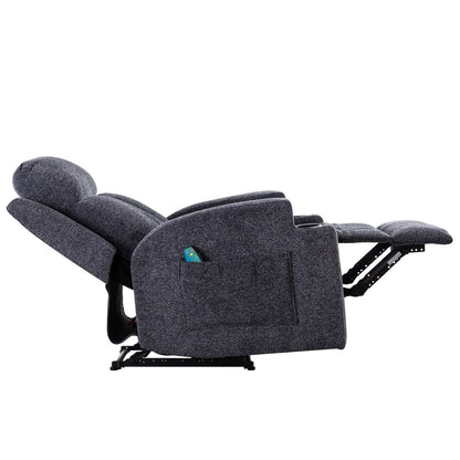 Fauteuil inclinable manuel, massant et chauffant, avec 2 porte-gobelets, tissu respirant