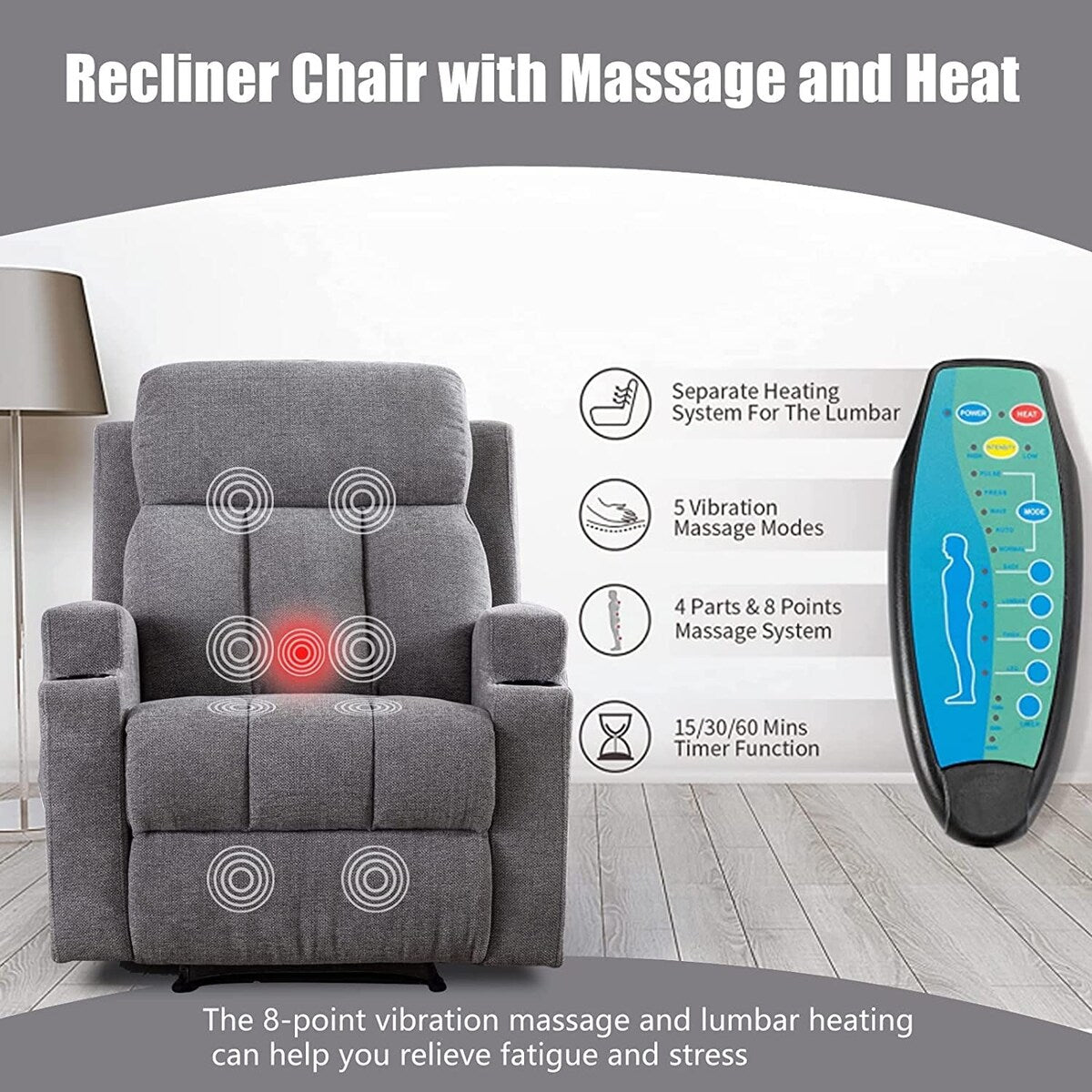 Fauteuil inclinable de massage et canapé simple manuel avec télécommande
