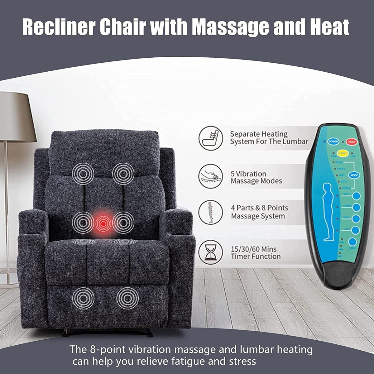 Fauteuil inclinable de massage et canapé simple manuel avec télécommande