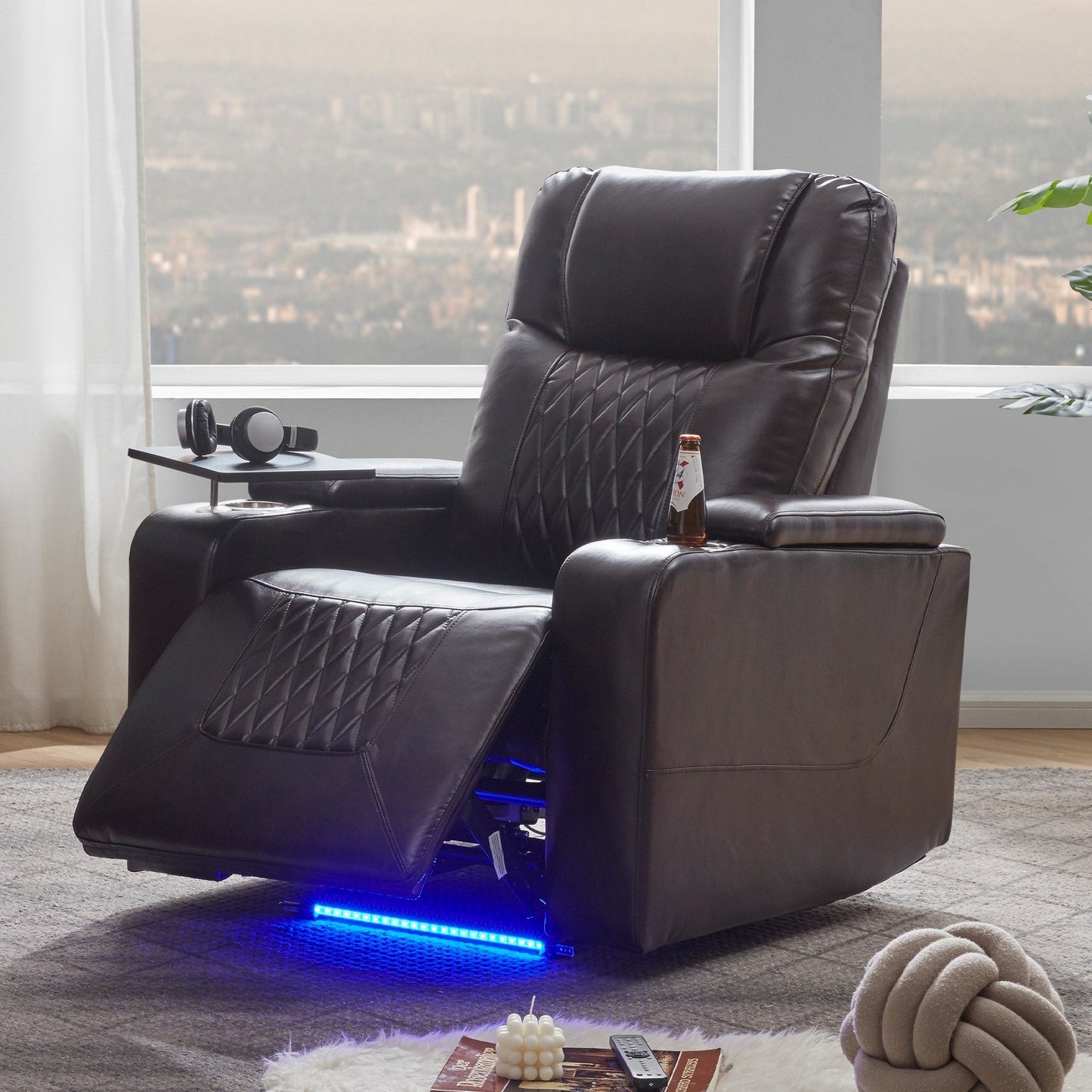 Fauteuil inclinable électrique Nestfair avec 2 porte-gobelets et plateau pivotant à 360°