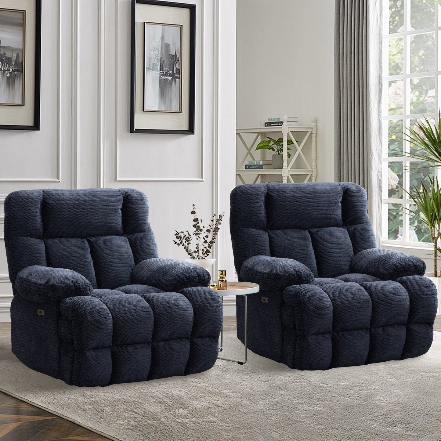 Fauteuil inclinable électrique surdimensionné Zero Gravity Big Man extra large pour salon avec port USB, siège large de 24 pouces, gris