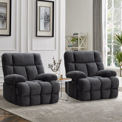 Fauteuil inclinable électrique surdimensionné Zero Gravity Big Man extra large pour salon avec port USB, siège large de 24 pouces, gris