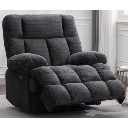 Fauteuil inclinable électrique surdimensionné Zero Gravity Big Man extra large pour salon avec port USB, siège large de 24 pouces, gris