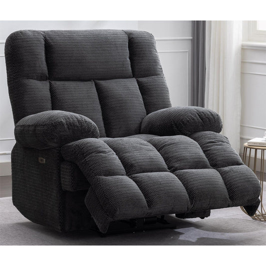 Fauteuil inclinable électrique surdimensionné Zero Gravity Big Man extra large pour salon avec port USB, siège large de 24 pouces, gris