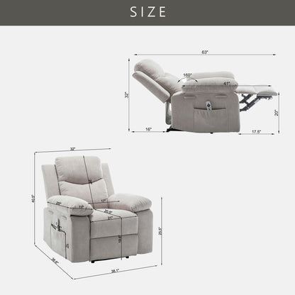 Fauteuil inclinable électrique avec massage et chauffage réglables