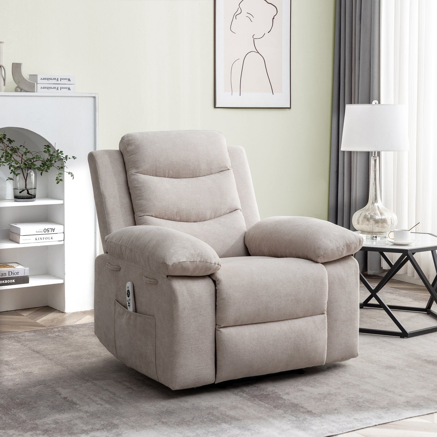 Fauteuil inclinable électrique avec massage et chauffage réglables