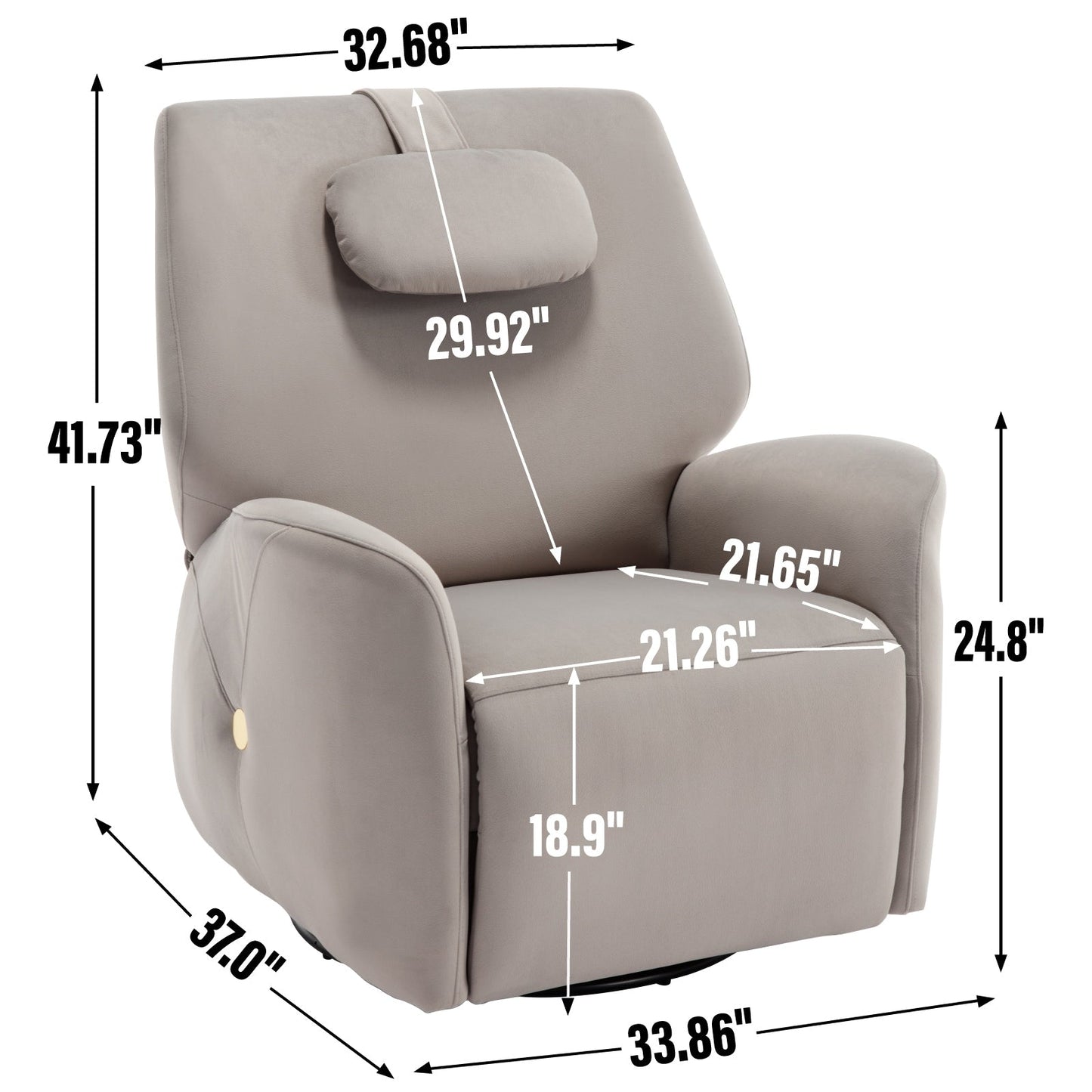 Fauteuil inclinable électrique pivotant à 270°, mouvement de bascule, soutien lombaire et cervical, ports de charge USB et Type-C, montage facile