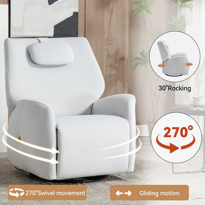 Fauteuil inclinable électrique pivotant à 270°, mouvement de bascule, soutien lombaire et cervical, ports de charge USB et Type-C, montage facile