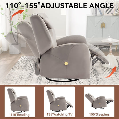 Fauteuil inclinable électrique pivotant à 270°, mouvement de bascule, soutien lombaire et cervical, ports de charge USB et Type-C, montage facile