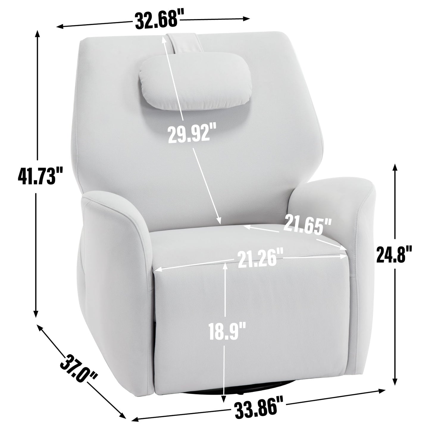Fauteuil inclinable électrique pivotant à 270°, mouvement de bascule, soutien lombaire et cervical, ports de charge USB et Type-C, montage facile
