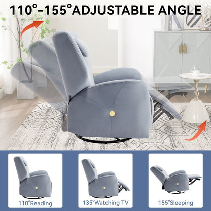 Fauteuil inclinable électrique pivotant à 270°, mouvement de bascule, soutien lombaire et cervical, ports de chargement USB et Type-C, montage facile