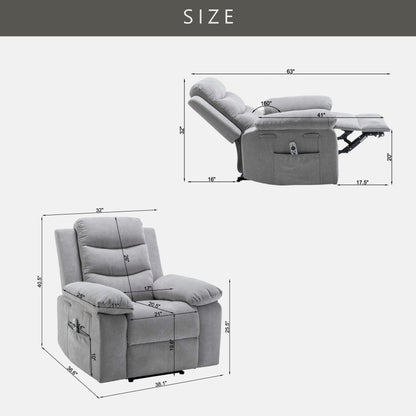 Fauteuil inclinable électrique avec fonction de massage réglable - 36,63 x 38,13 x 40,50