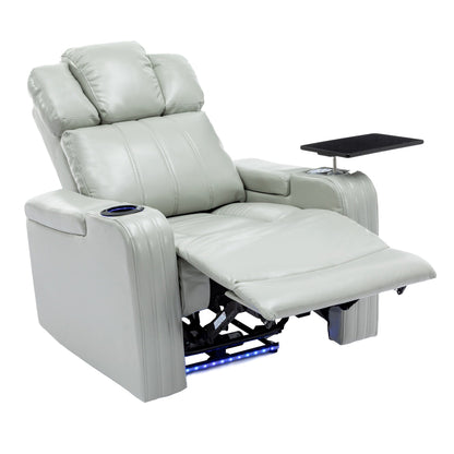 Fauteuil inclinable électrique avec porte-gobelet rafraîchissant, haut-parleur Bluetooth, lumières LED, ports USB, plateau et rangement dissimulé