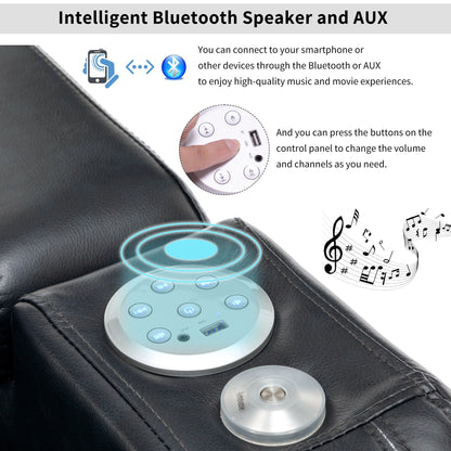 Fauteuil inclinable électrique avec porte-gobelet rafraîchissant, Bluetooth et plateau