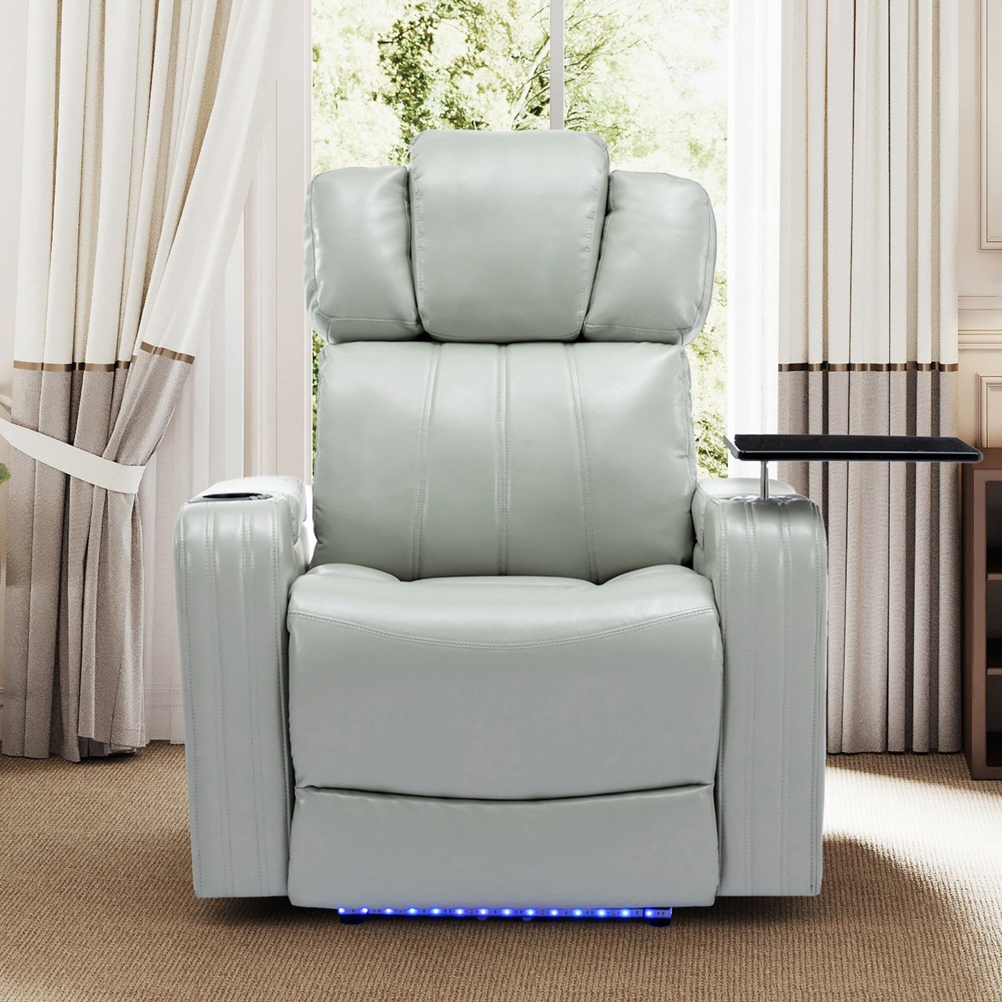 Fauteuil inclinable électrique avec porte-gobelet rafraîchissant, Bluetooth et plateau