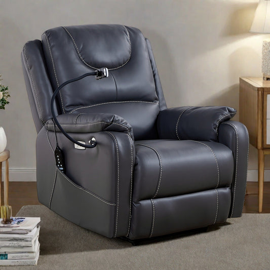 Fauteuil inclinable électrique avec gravité zéro, massage et chaleur, port USB et support pour téléphone