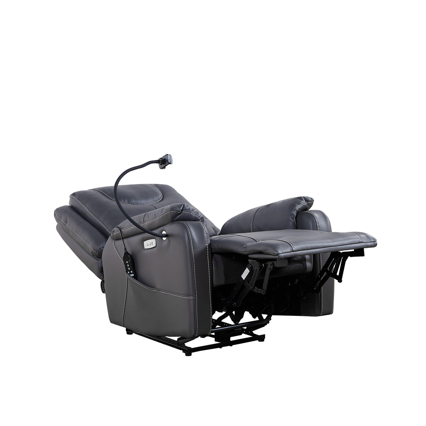 Fauteuil inclinable électrique, inclinable à 139°, massage et chauffage, moteur Okin, ports USB, support pour téléphone et poches latérales