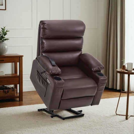 Fauteuil inclinable électrique avec massage par vibration et chaleur, similicuir, 159 kg