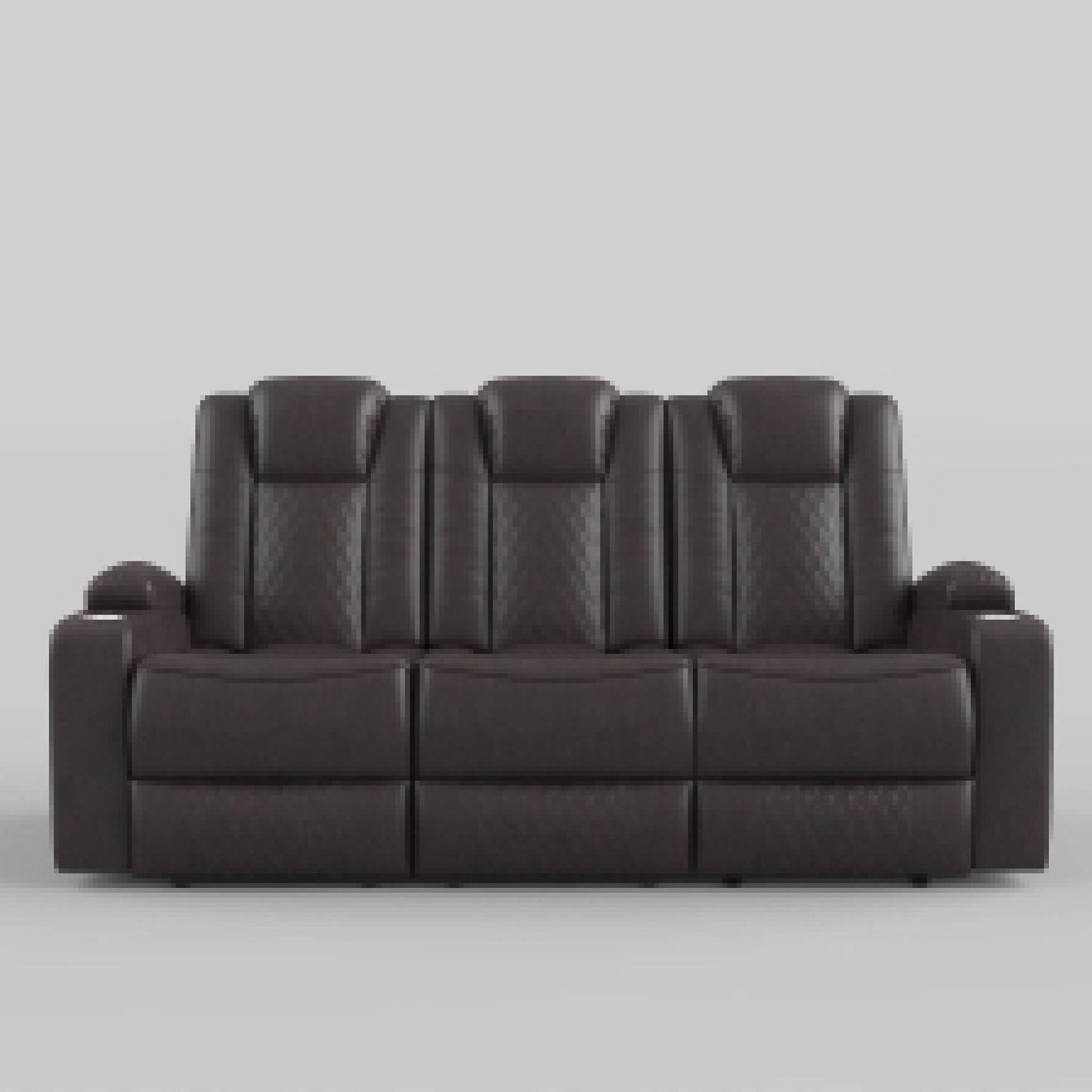 Canapé inclinable électrique, 83 pouces, similicuir marron, table rabattable