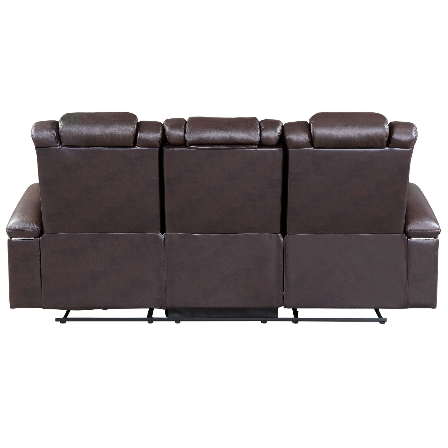 Canapé inclinable électrique, 83 pouces, similicuir marron, table rabattable