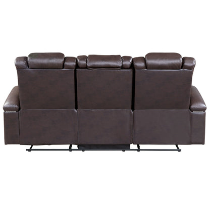 Canapé inclinable électrique, 83 pouces, similicuir marron, table rabattable