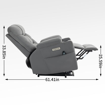 Fauteuil inclinable électrique avec moteur OKIN, massage 8 points, chauffage lombaire, ports USB et Type-C et deux porte-gobelets
