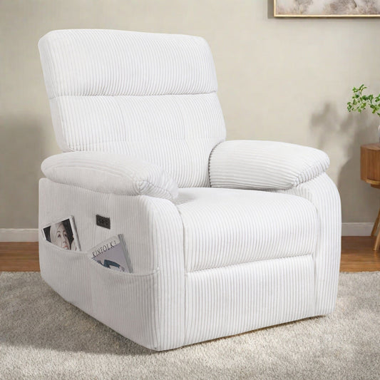 Fauteuil inclinable pivotant électrique avec ports USB et Type-C - Pivotant à 270°, inclinable à l'infini, rembourrage ergonomique