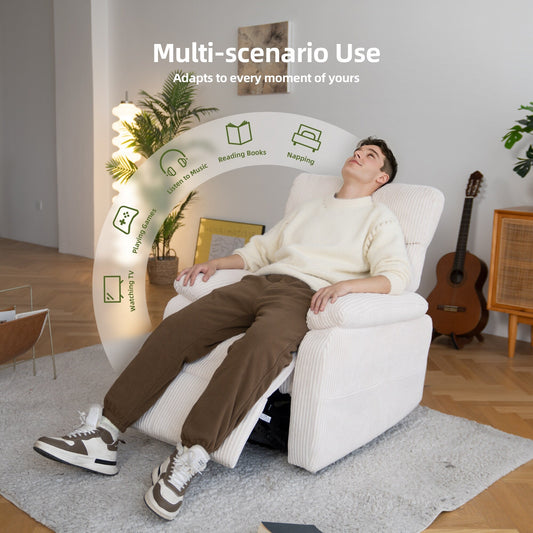 Fauteuil inclinable pivotant et électrique, fauteuil inclinable surdimensionné en velours côtelé avec ports USB Type-C