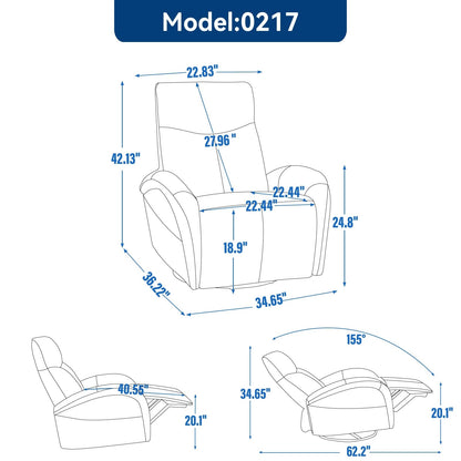 Fauteuil inclinable pivotant à 270°, support lombaire ergonomique, ports de chargement USB et Type-C