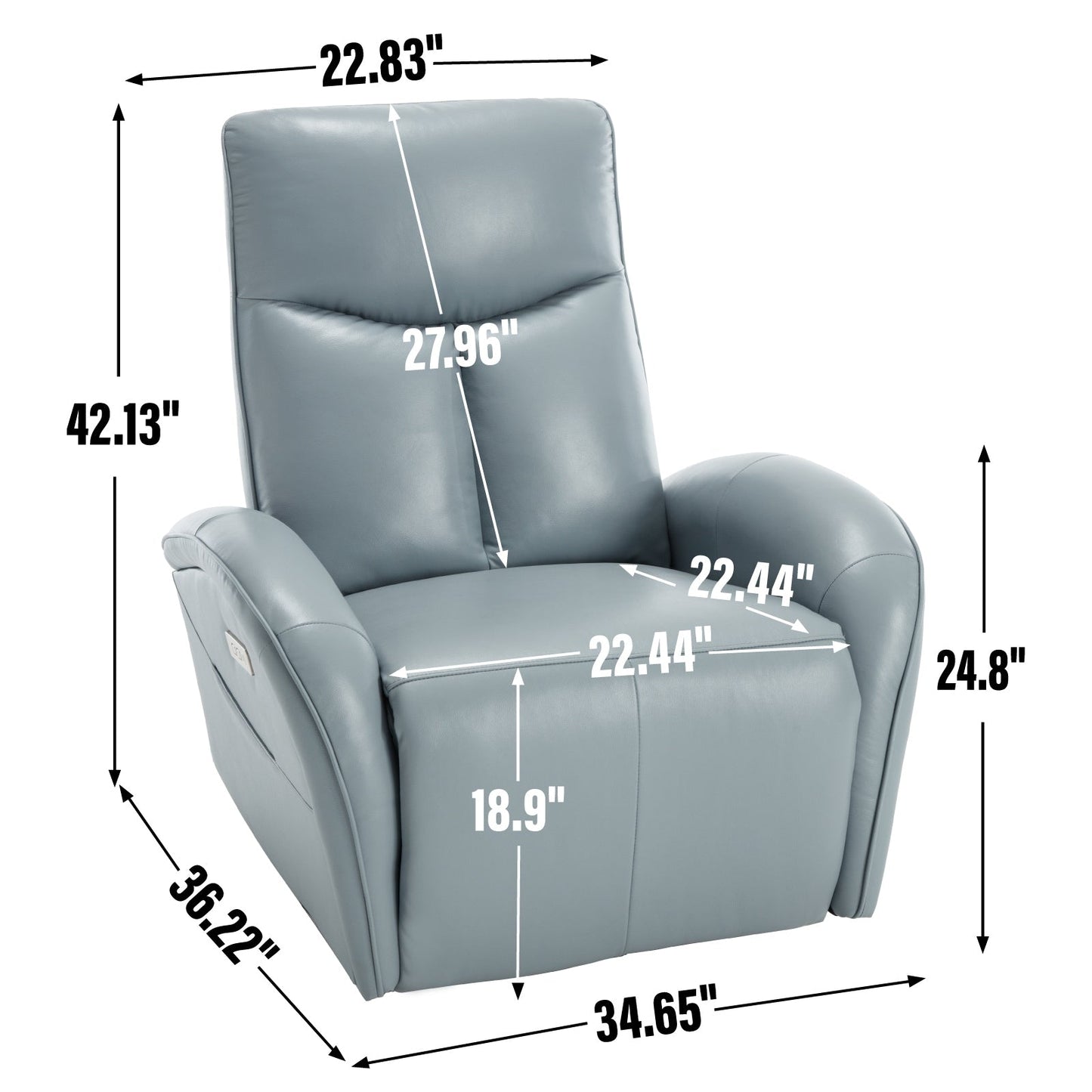 Fauteuil inclinable pivotant à 270°, support lombaire ergonomique, ports de chargement USB et Type-C