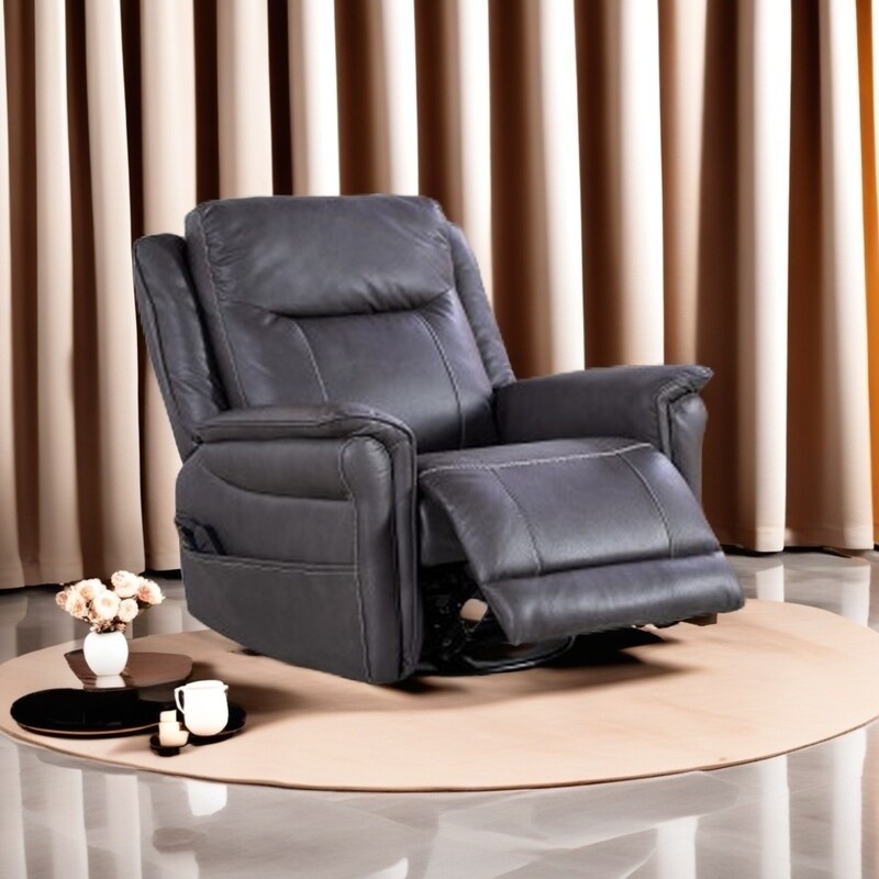 Fauteuil inclinable pivotant et électrique avec moteur OKIN, 8 points de vibration, chauffage lombaire, repose-pieds extensible, inclinaison infinie