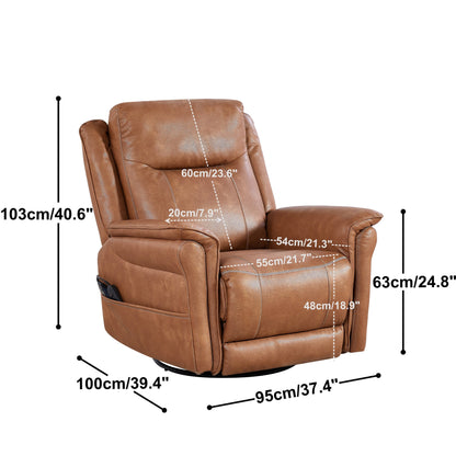 Fauteuil inclinable pivotant et électrique avec moteur OKIN, 8 points de vibration, chauffage lombaire, repose-pieds extensible, inclinaison infinie